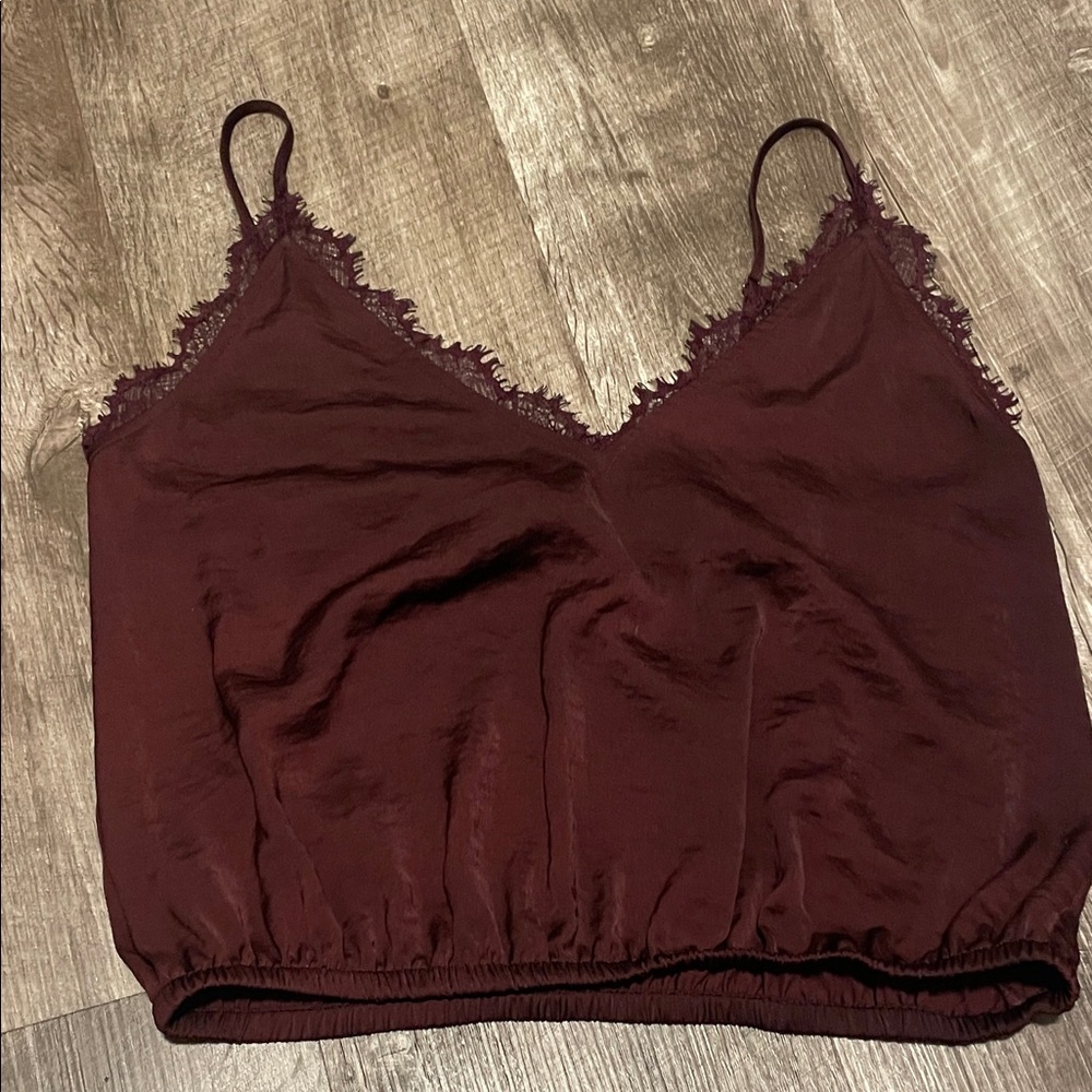 Express Deep Red Lace Cami Top